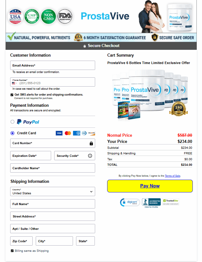 ProstaVive -checkout-page